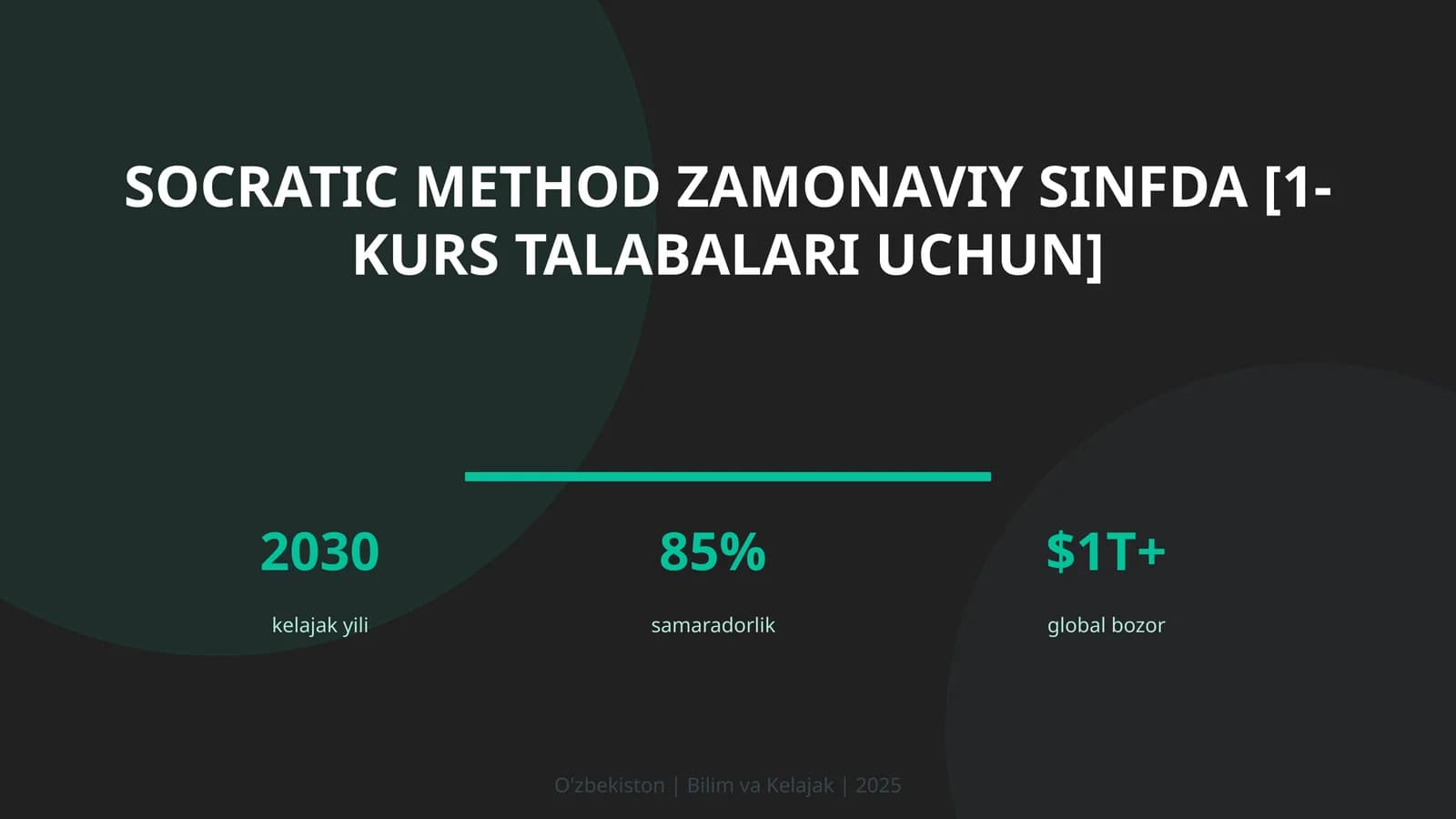 Socratic method zamonaviy sinfda [1-kurs talabalari uchun]