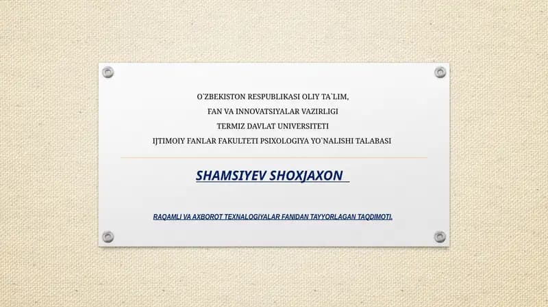 Zamonaviy taqdimotlar bilan ishlash