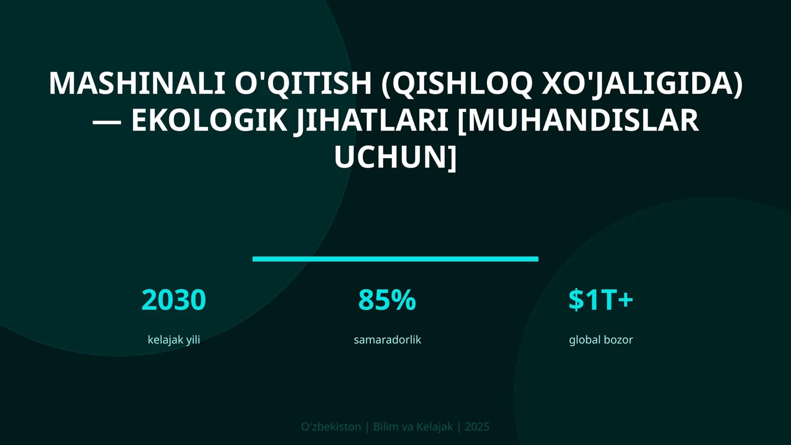 Mashinali o'qitish (qishloq xo'jaligida) — ekologik jihatlari [muhandislar uchun]
