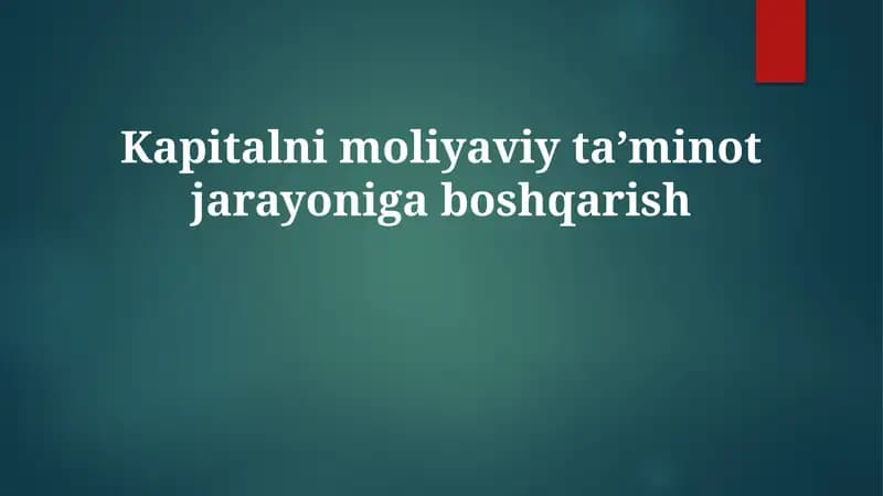 Kapital moliyalashtirish