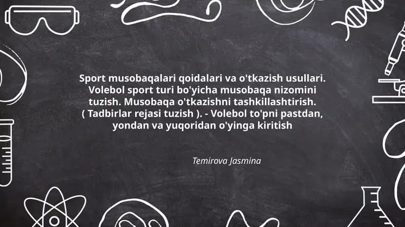 Sport musobaqalari qoidalari va o'tkazish usullari. Volebol sport turi bo'yicha musobaqa nizomini tuzish