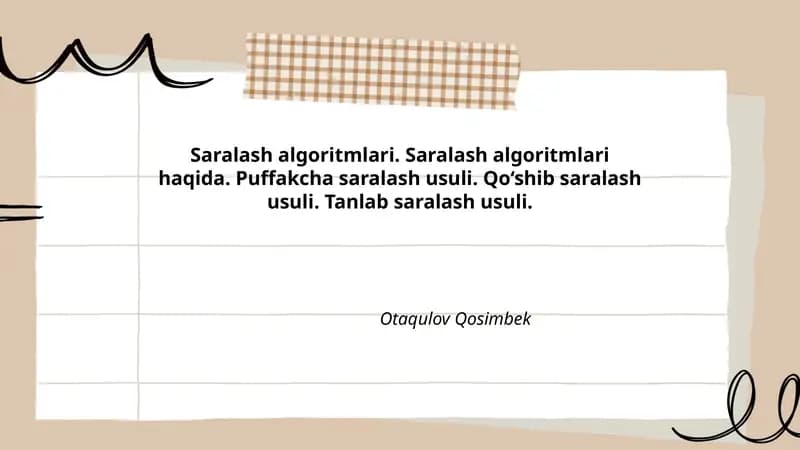 Puffakcha saralash (Bubble sort)