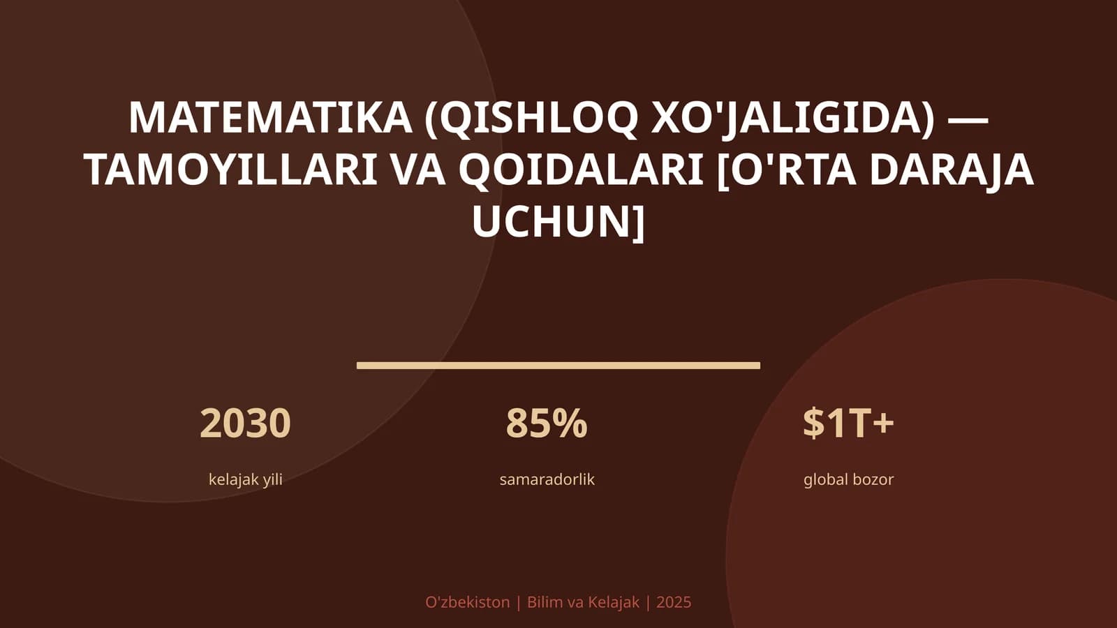 Matematika (qishloq xo'jaligida) — tamoyillari va qoidalari [o'rta daraja uchun]