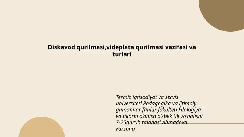 Diskavod qurilmasi,videplata qurilmasi vazifasi va turlari