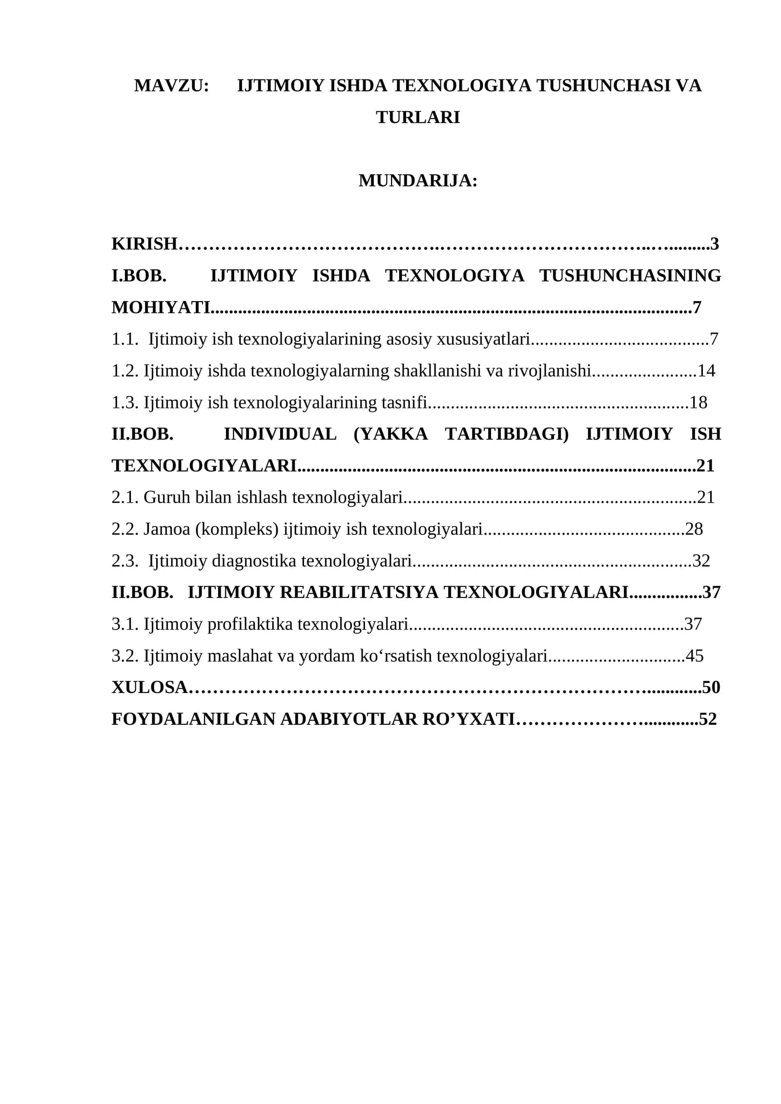 IJTIMOIY ISHDA TEXNOLOGIYA TUSHUNCHASI VA TURLARI