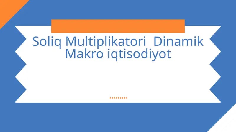 Soliq Multiplikatori Dinamik Makro iqtisodiyot