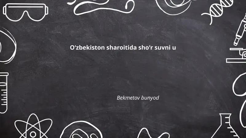 Oʻzbekiston sharoitida shoʻr suvni u