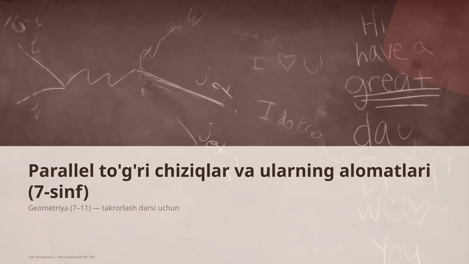 Parallel to'g'ri chiziqlar va ularning alomatlari (7-sinf)