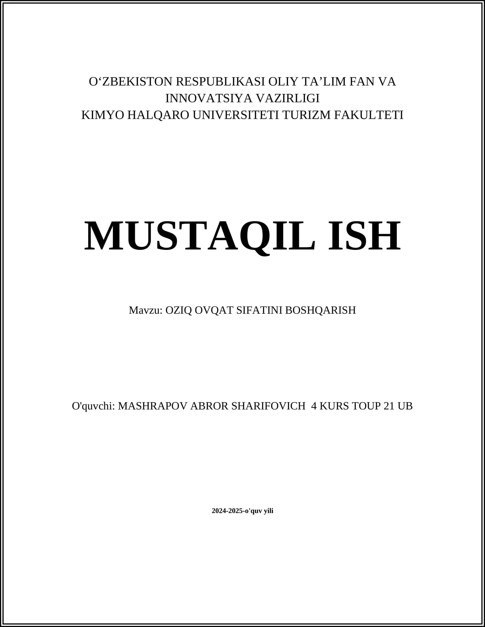 Oziq-ovqat sifatini nazorat qilish tizimlari