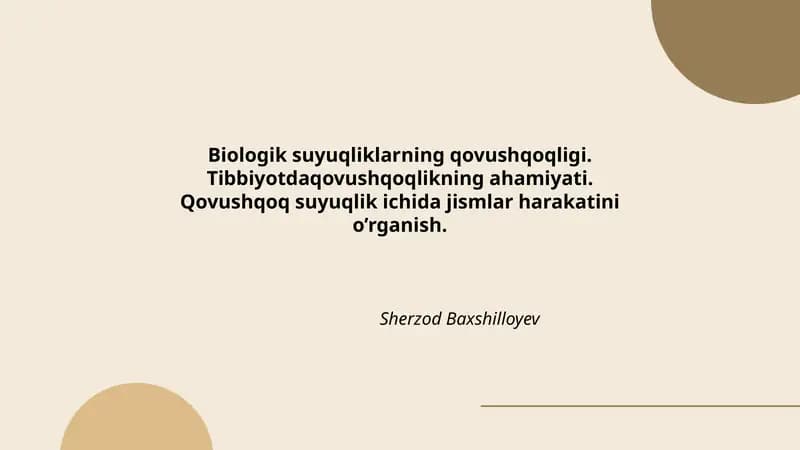 Biologik suyuqliklarning qovushqoqligi