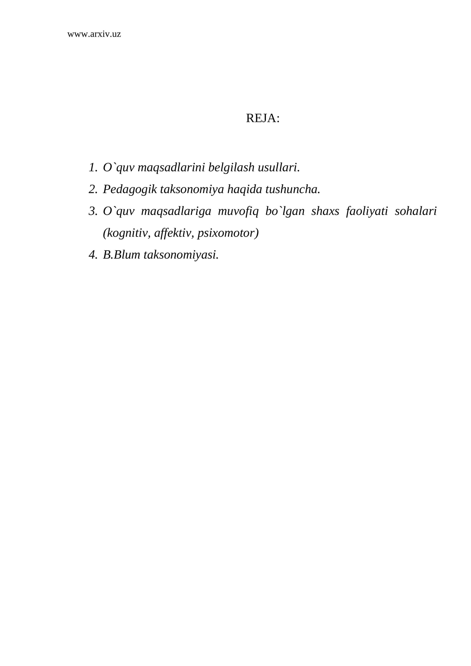O`quv Maqsadlarini Belgilash Usullari