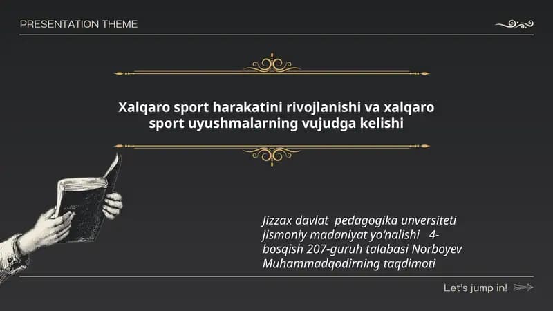 Xalqaro sport harakatini rivojlanishi va xalqaro sport uyushmalarning vujudga kelishi
