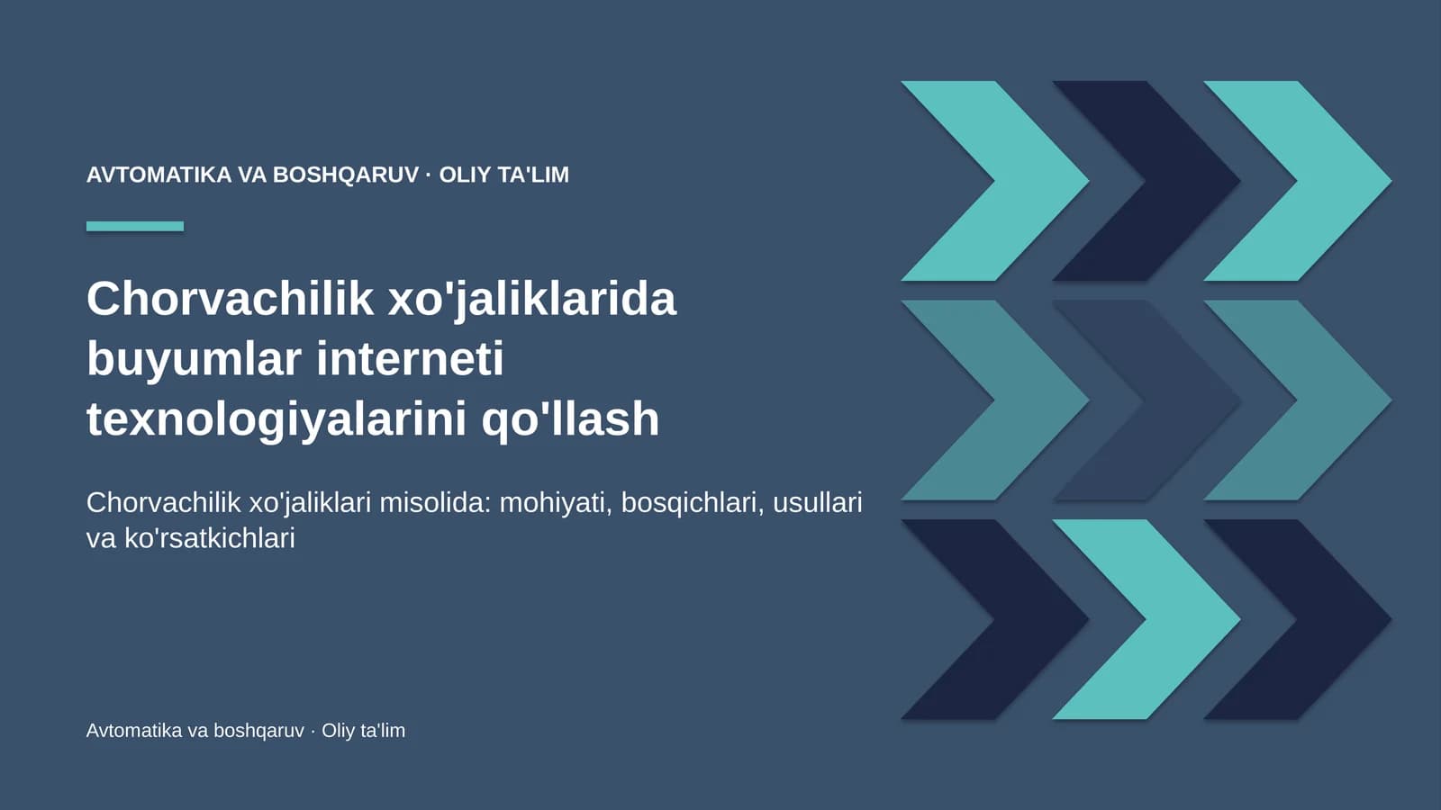 Chorvachilik xo'jaliklarida buyumlar interneti texnologiyalarini qo'llash