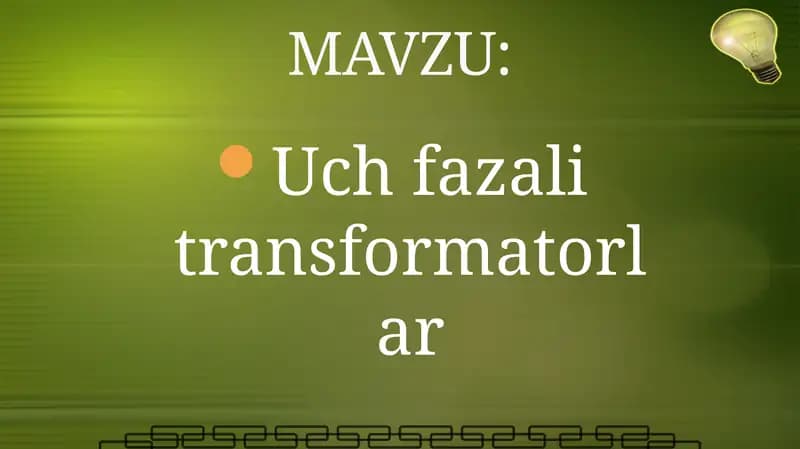 Uch fazali transformatorlar