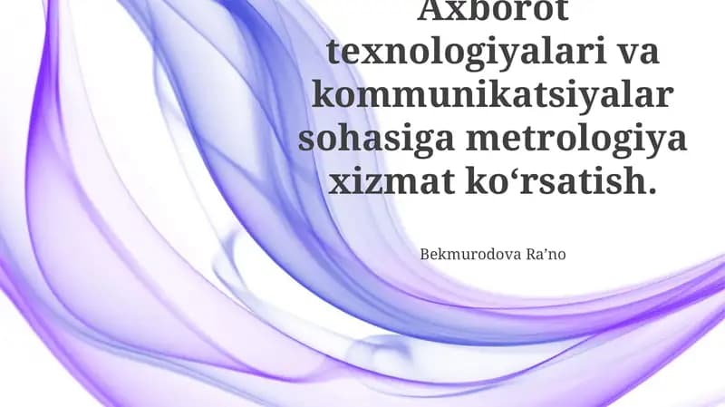 Metrologik ta'minotning asosiy yo'nalishlari