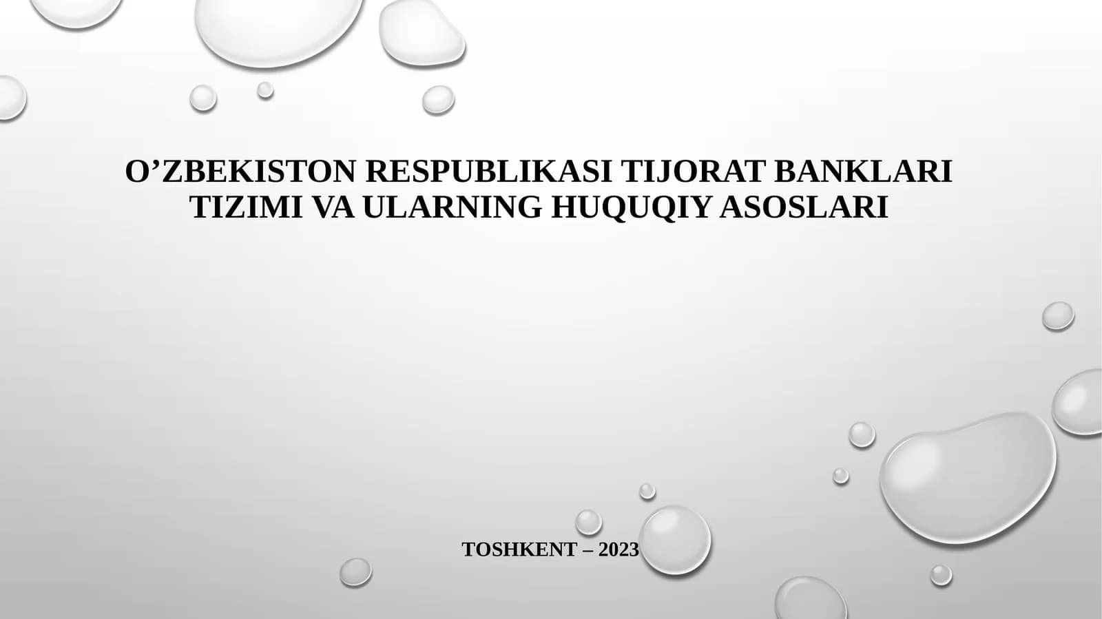 O’zbekiston respublikasi tijorat banklari tizimi va ularning huquqiy asoslari