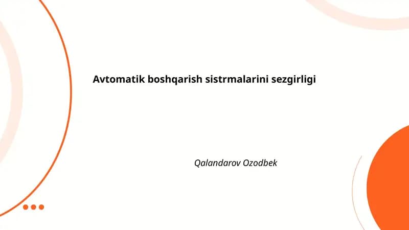 Avtomatik boshqarish sistrmalarini sezgirligi