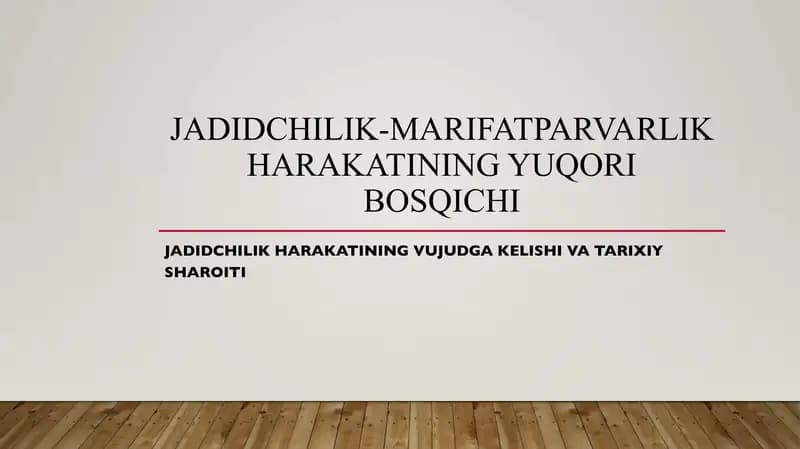 Yuqori bosqich (Jadidchilik)