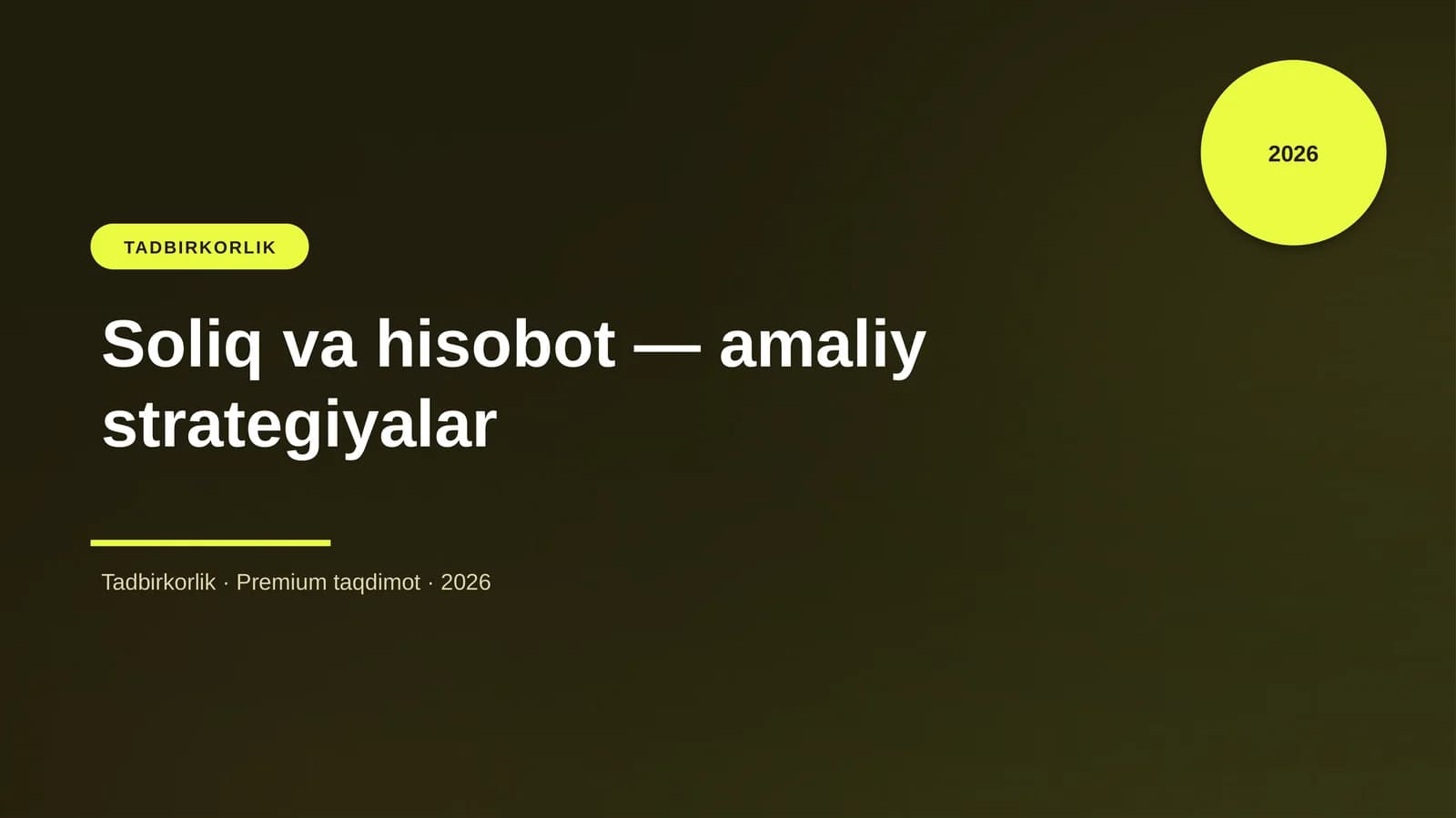 Soliq va hisobot — amaliy strategiyalar