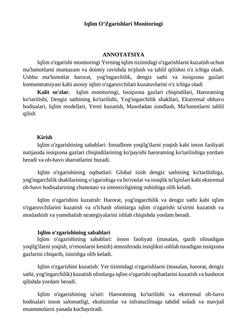 Iqlim OʻZgarishlari Monitoringi
