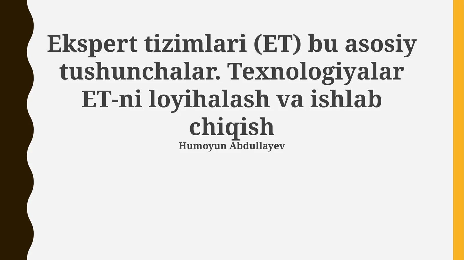 Ekspert tizimlari (ET)