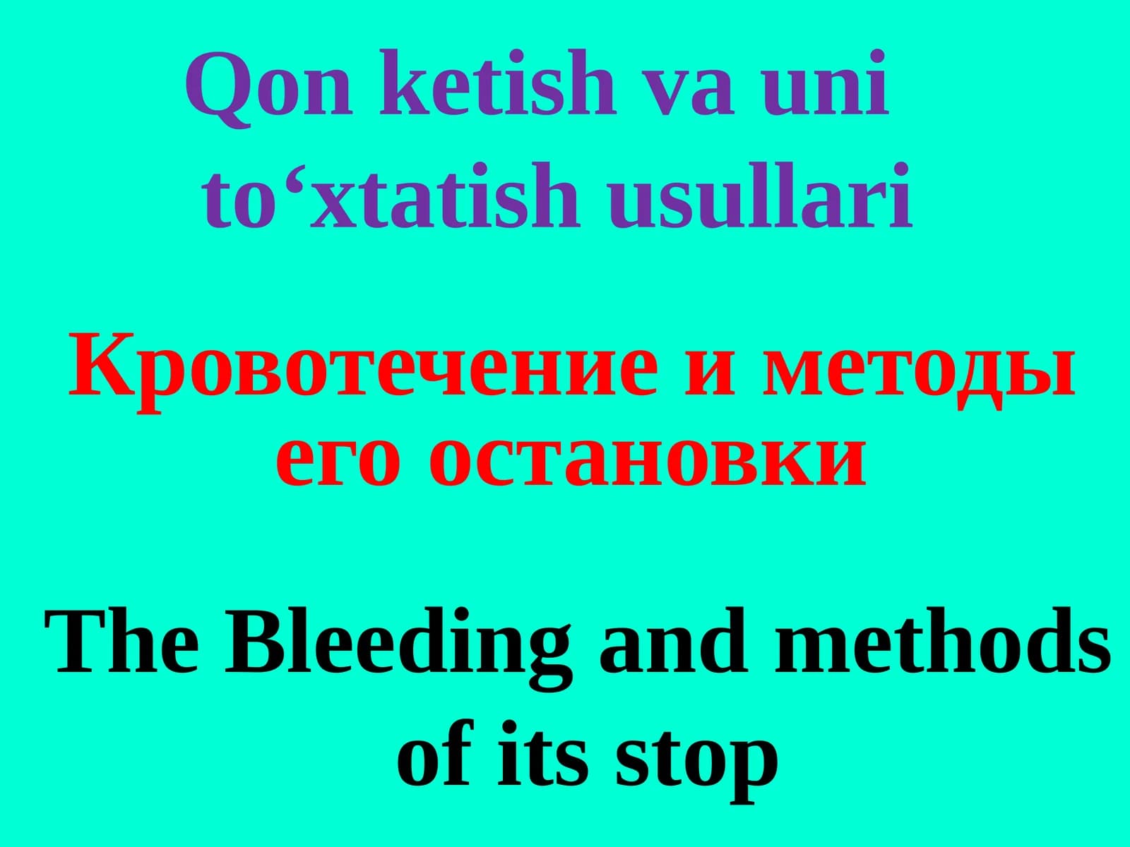 Qon ketish va uni to‘xtatish usullari