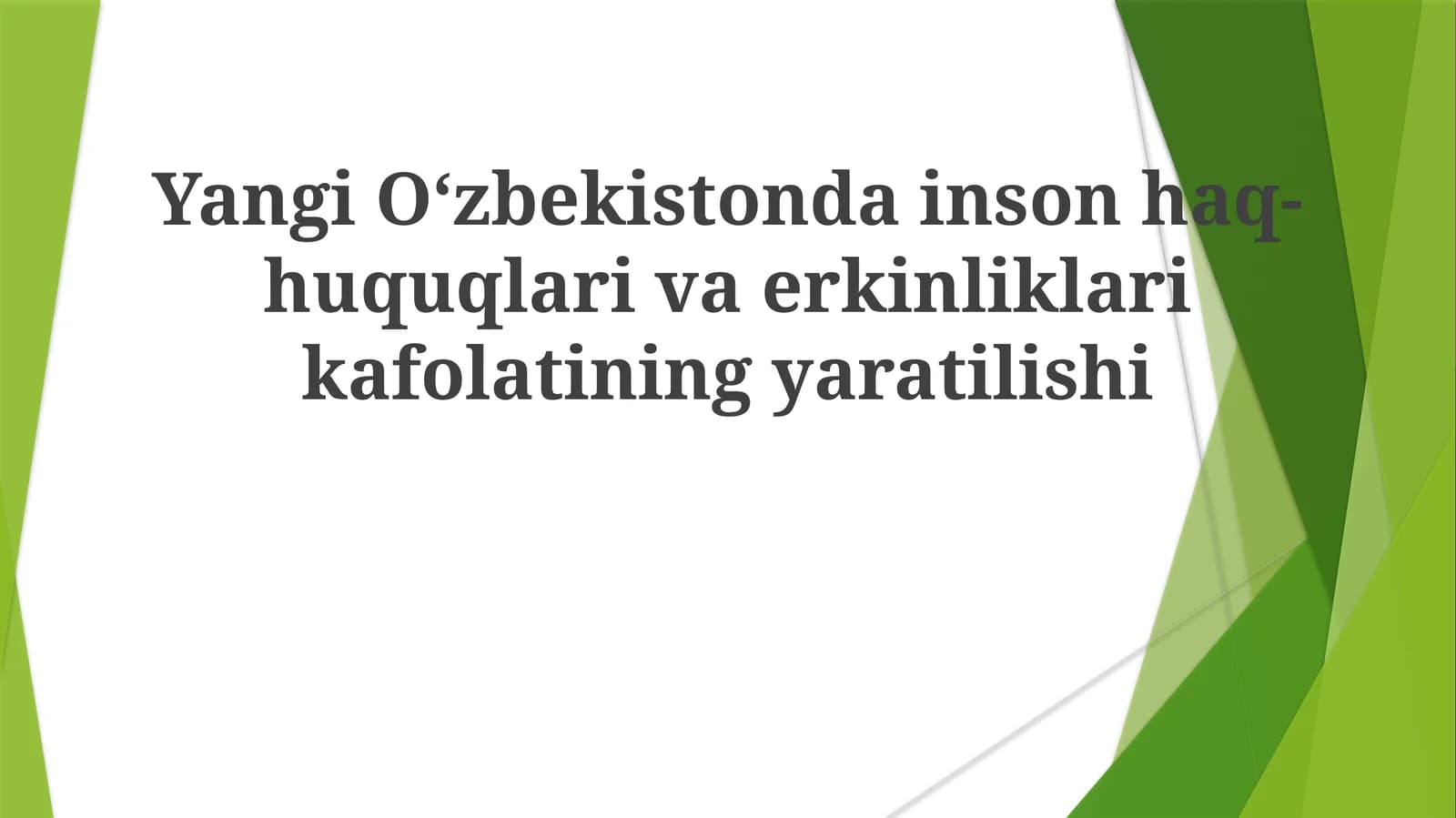 Yangi O‘zbekistonda inson haq-huquqlari va erkinliklari kafolatining yaratilishi