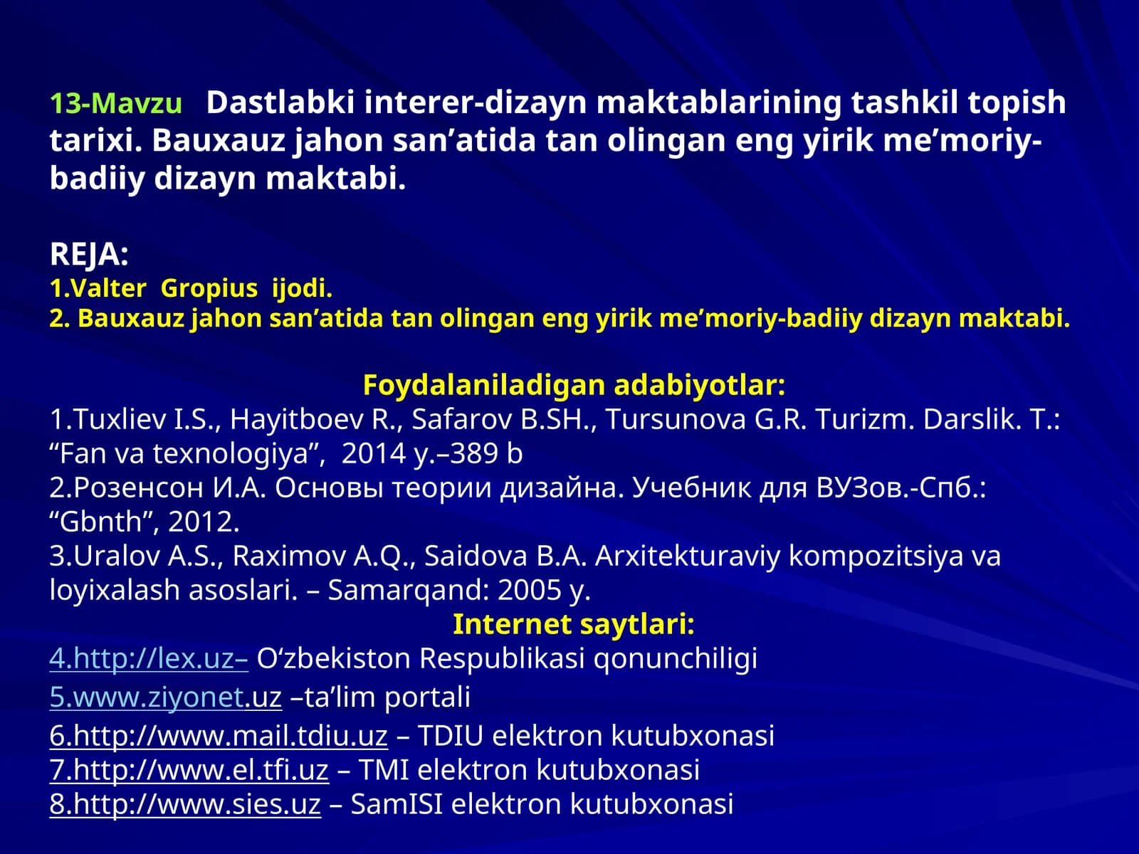 13-MavzuDastlabki interer-dizayn maktablarining tashkil topish tarixi