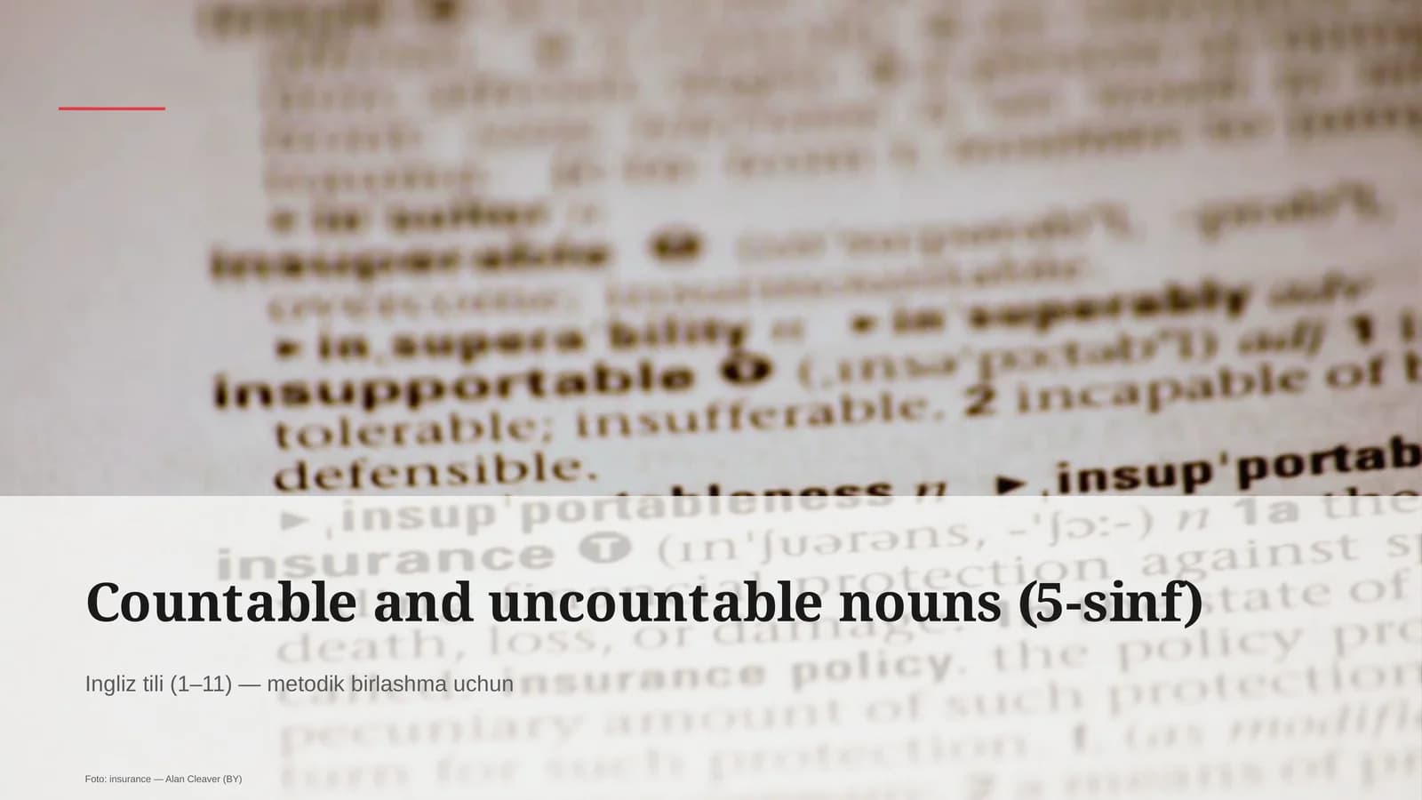 Countable and uncountable nouns (5-sinf)