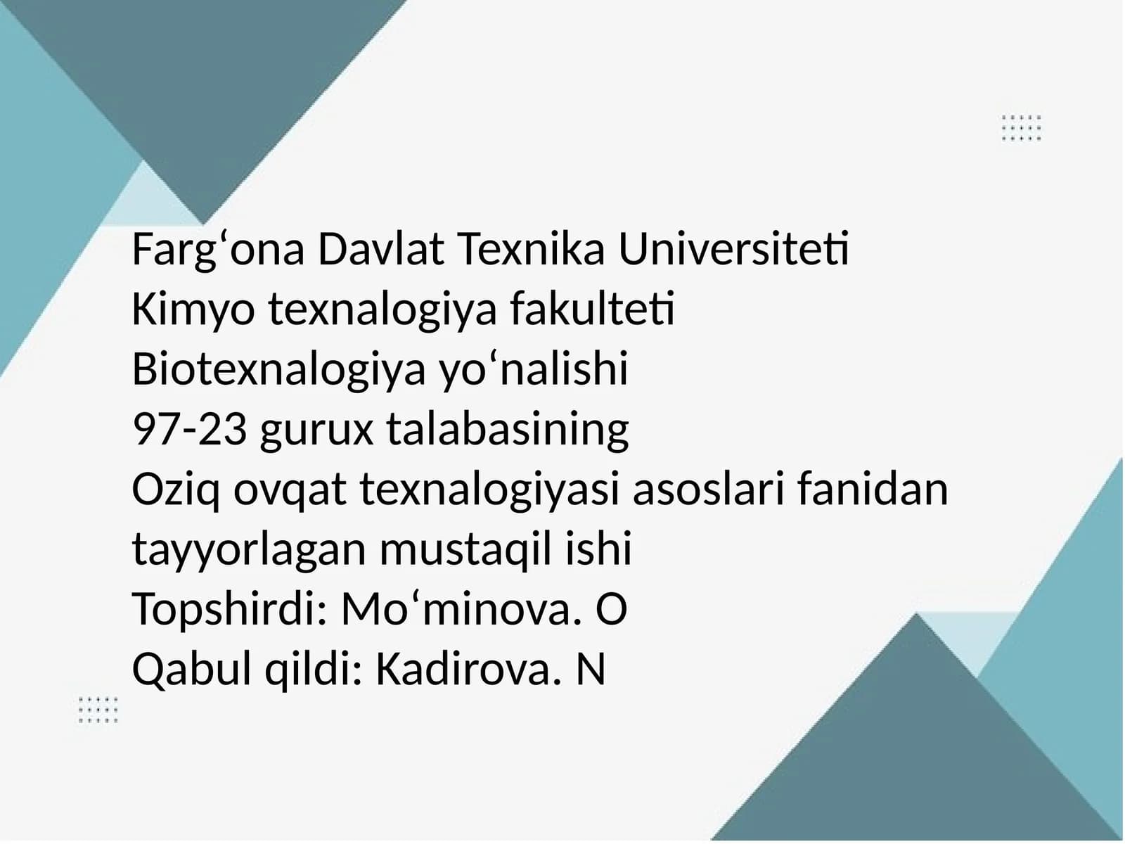 Alkogolsiz ichimliklar ishlab chiqarish asoslari