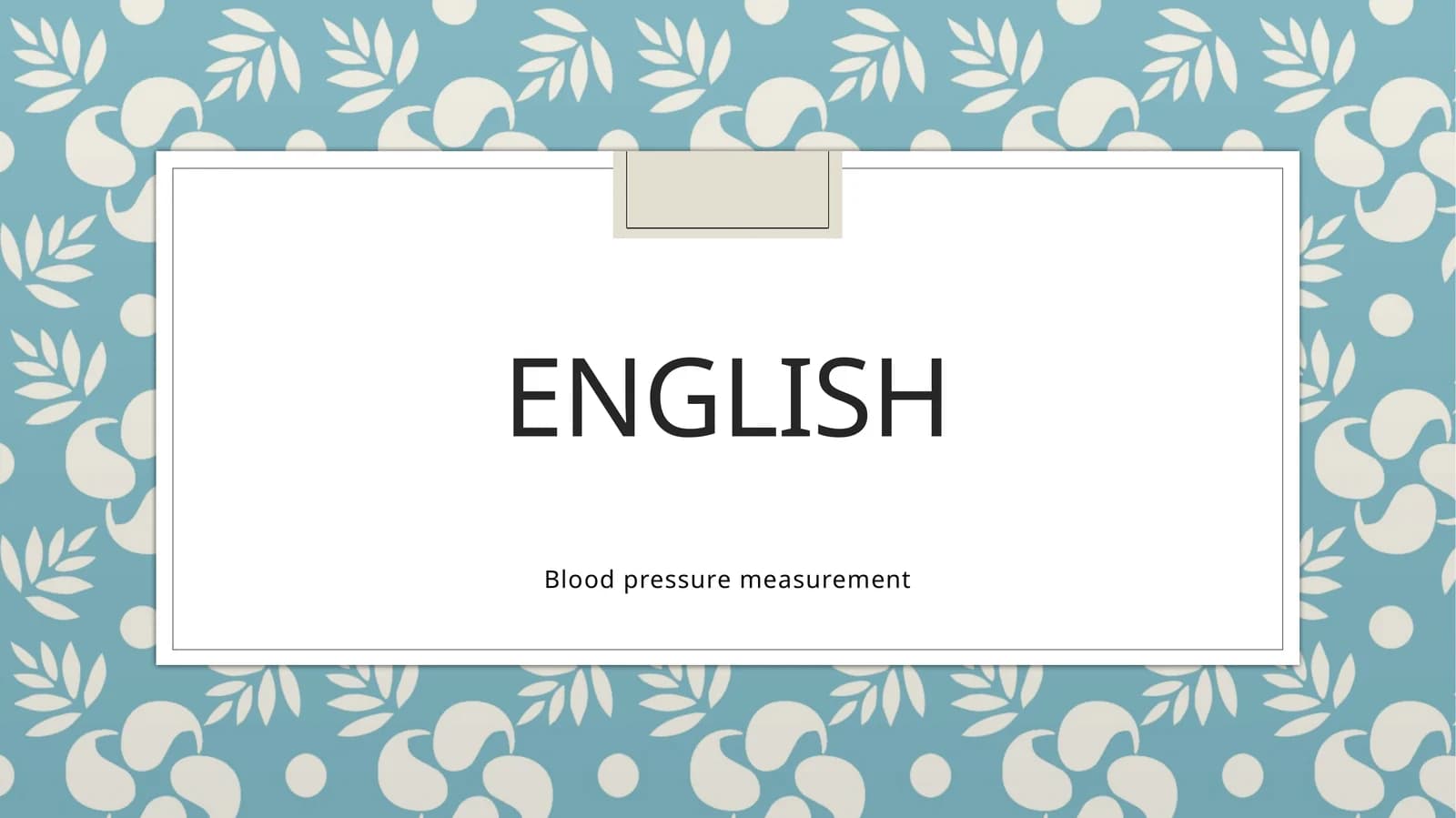 Blood pressure measurement