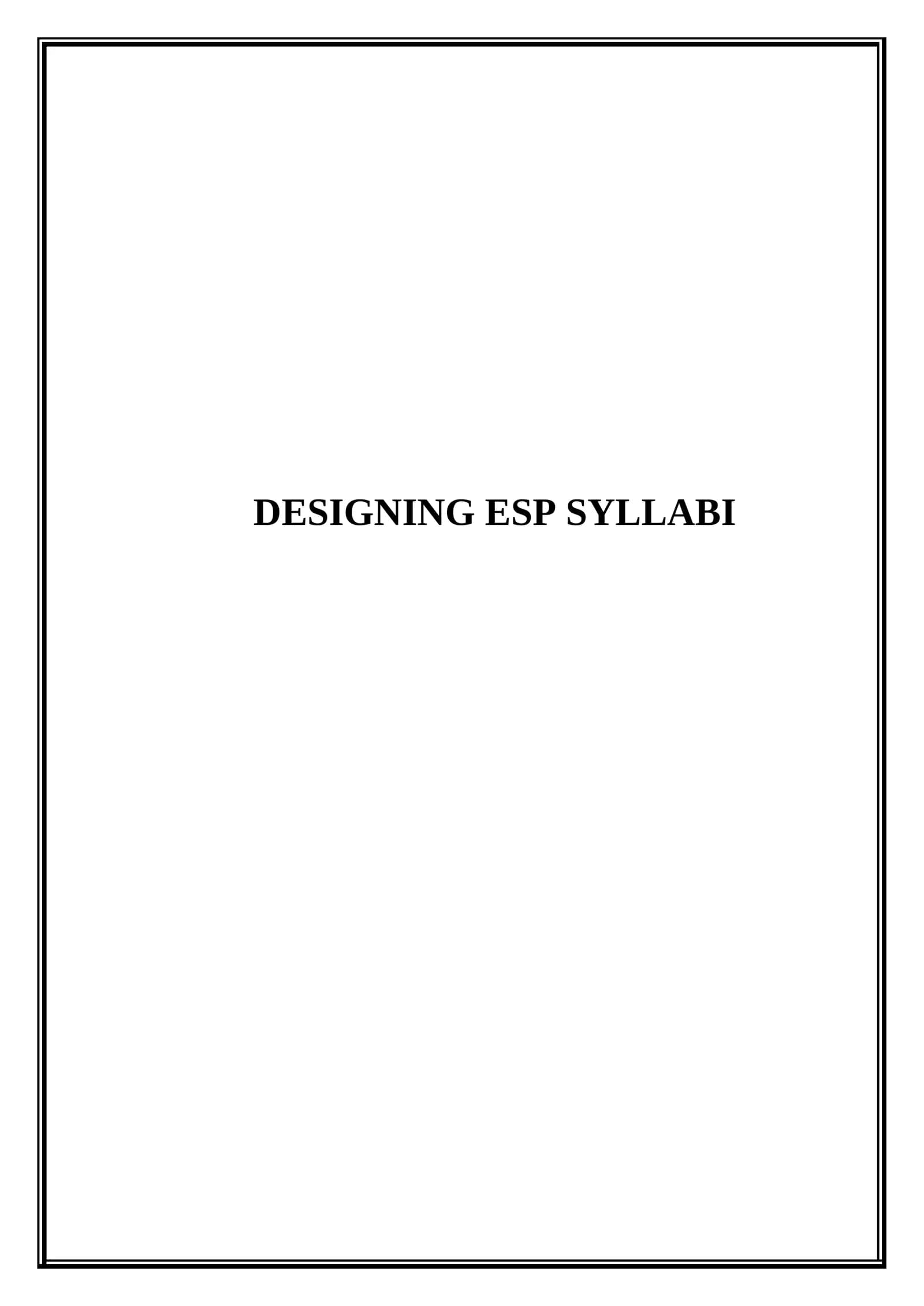 Designing ESP Syllabi