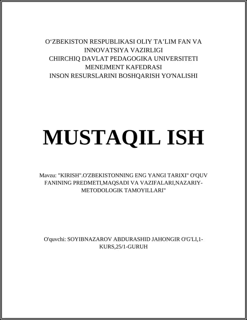 O'zbekistonning eng yangi tarixi