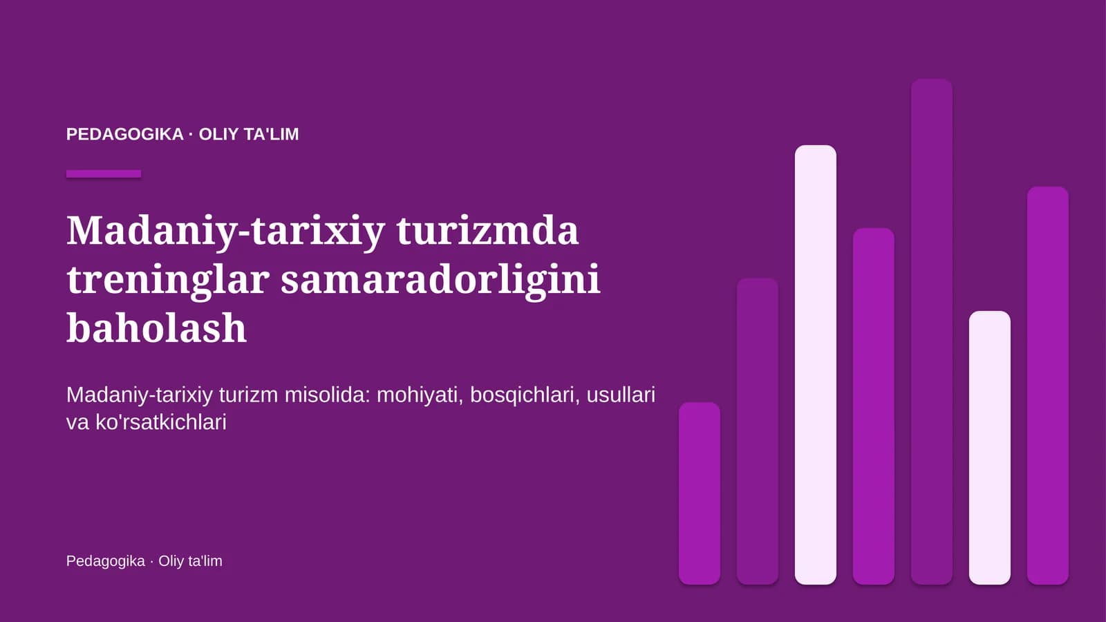 Madaniy-tarixiy turizmda treninglar samaradorligini baholash