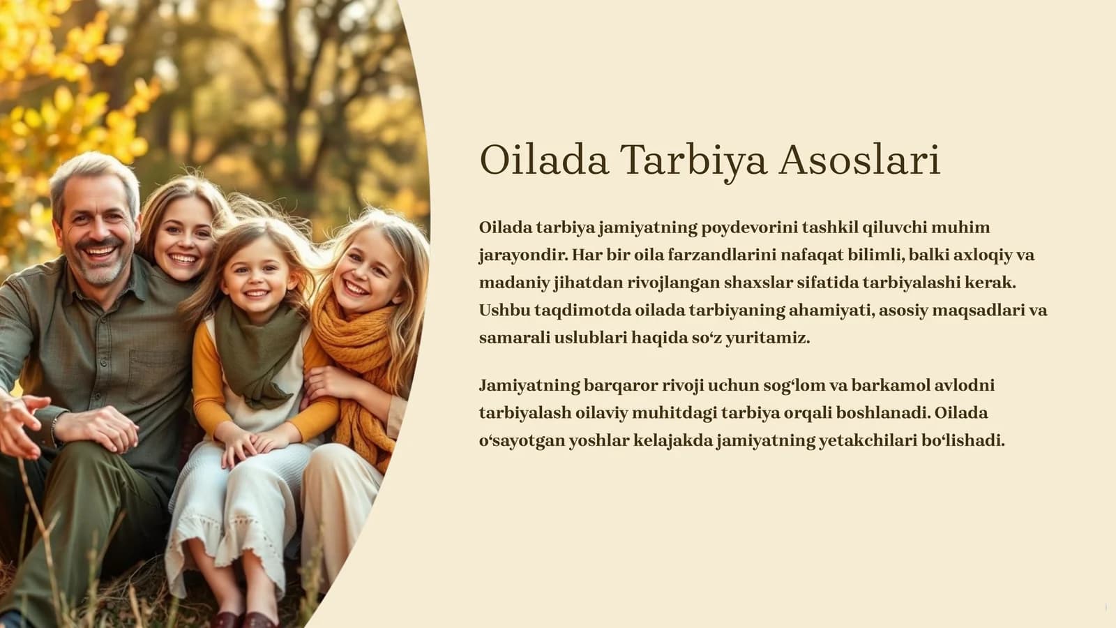 Oilada Tarbiya Asoslari