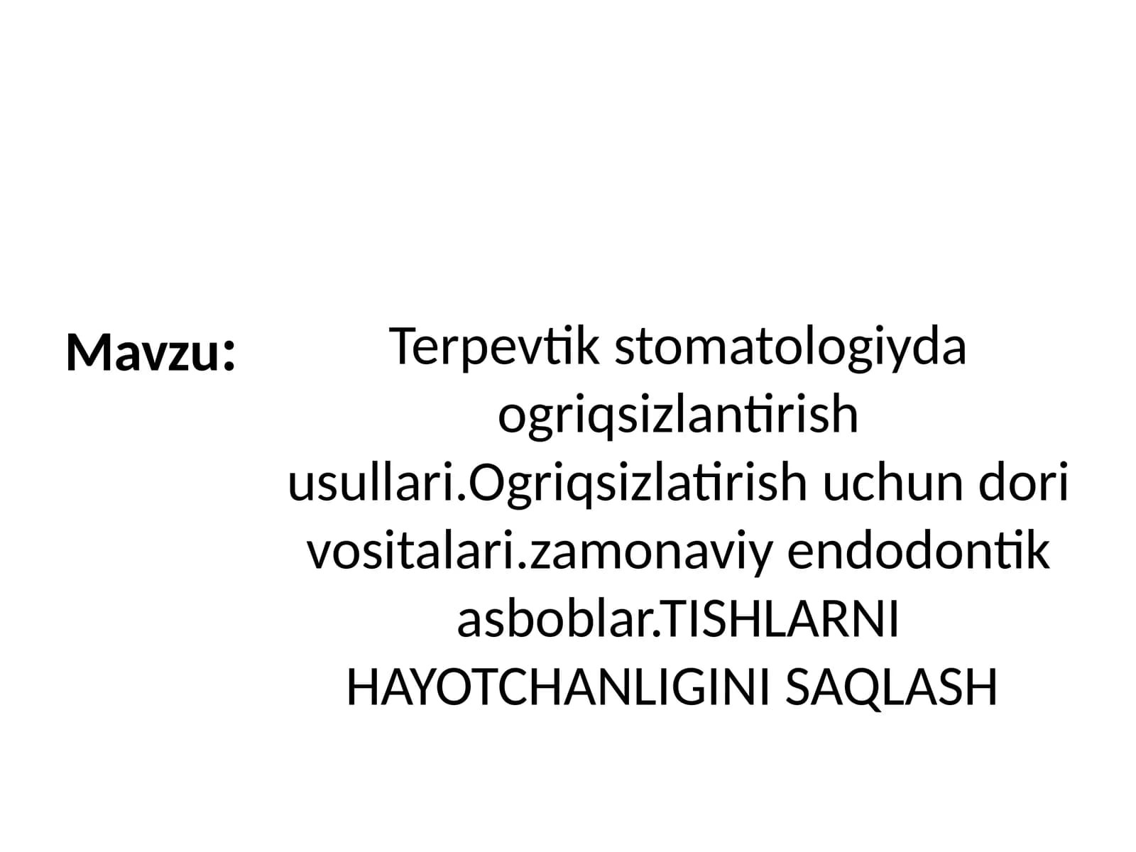 stomatologiyda og'riqsizlantirish