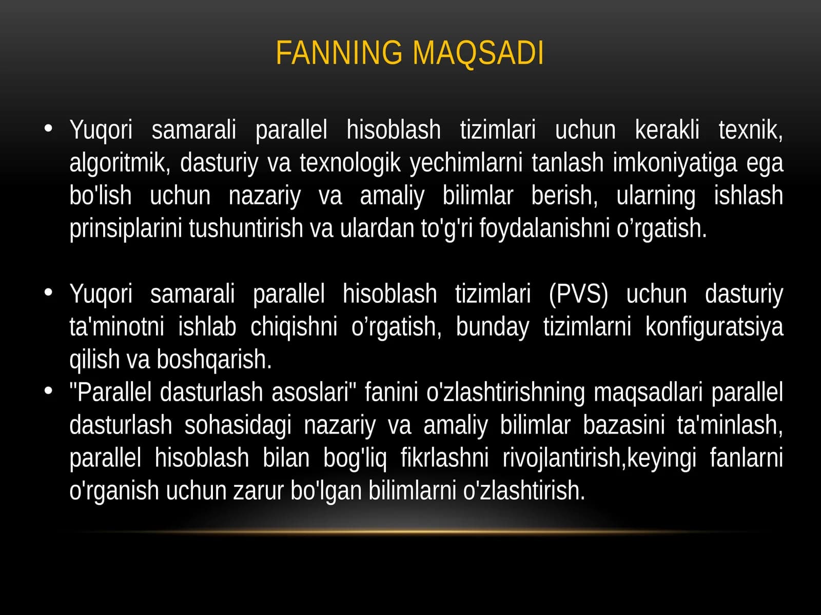 Parallel dasturlash asoslari slayd
