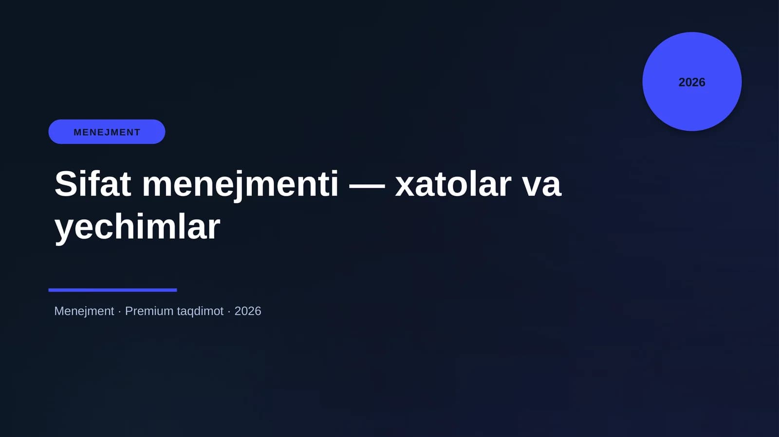 Sifat menejmenti — xatolar va yechimlar