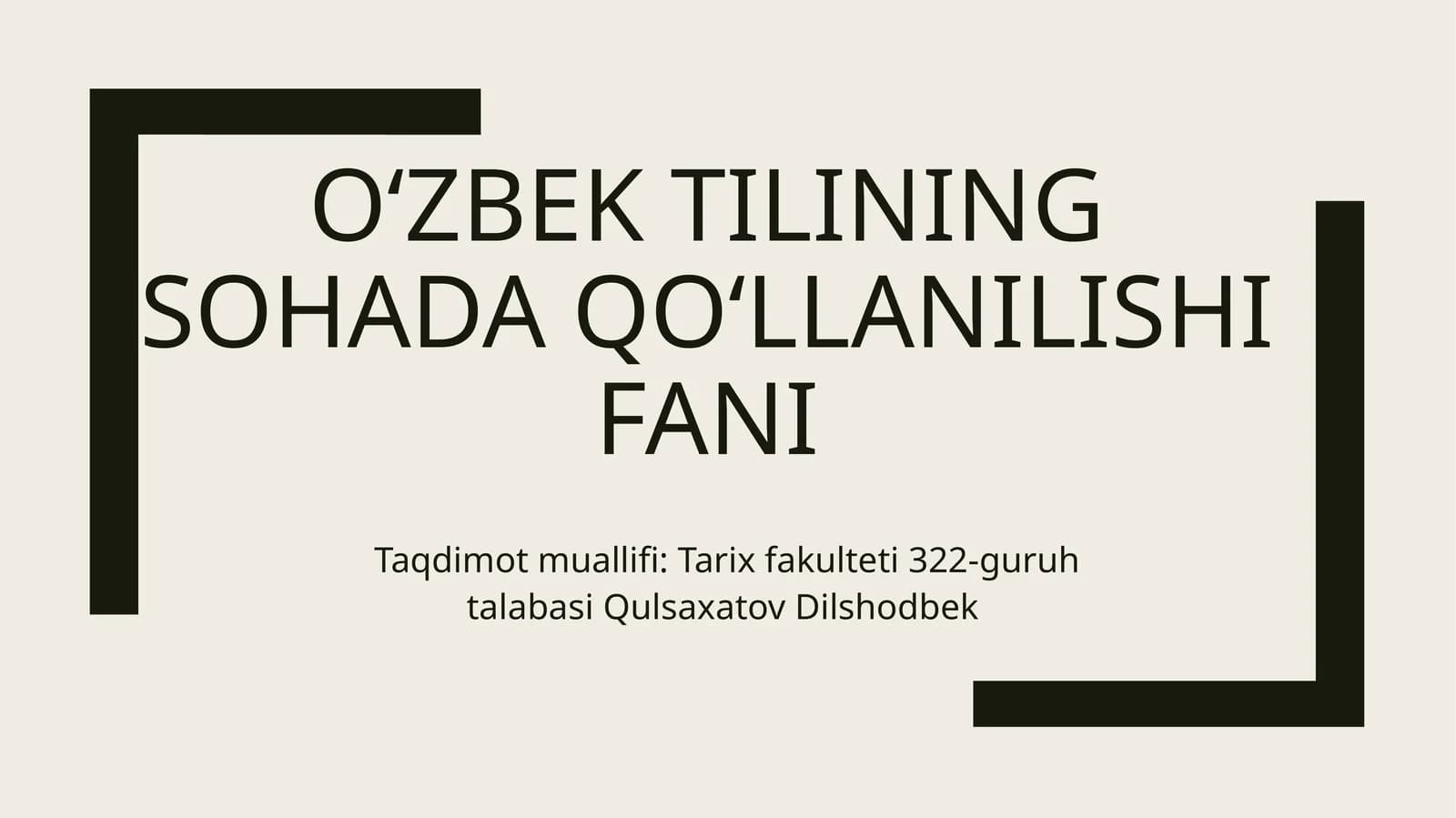 Oʻzbektilining sohadaqoʻllanilishifani