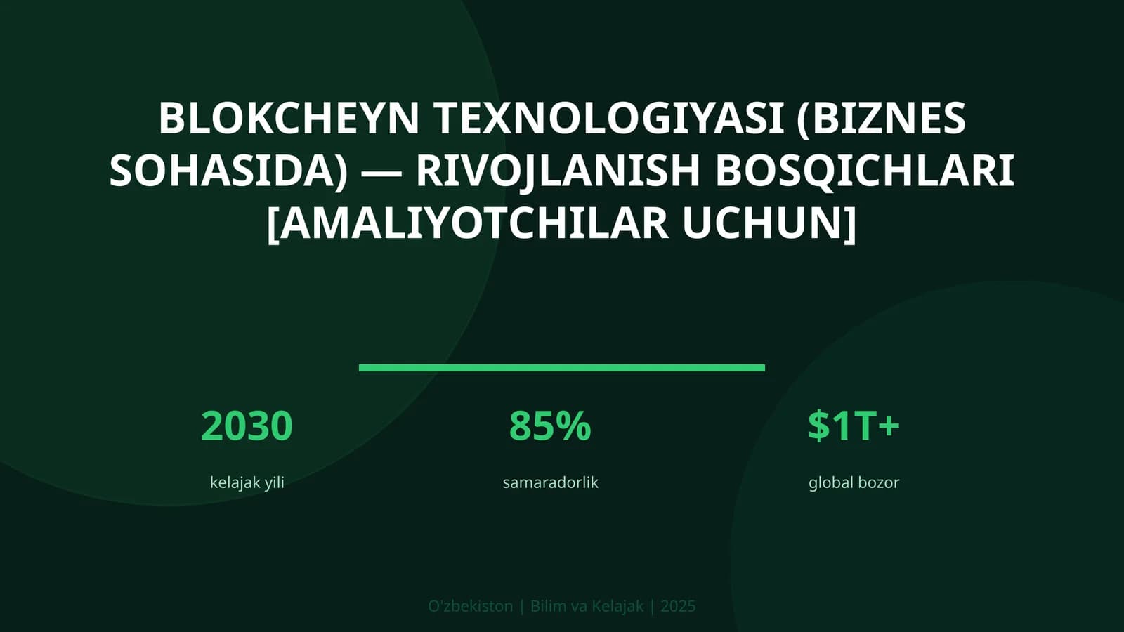 Blokcheyn Texnologiyasi (Biznes Sohasida) - Rivojlanish Bosqichlari [Amaliyotchilar Uchun]
