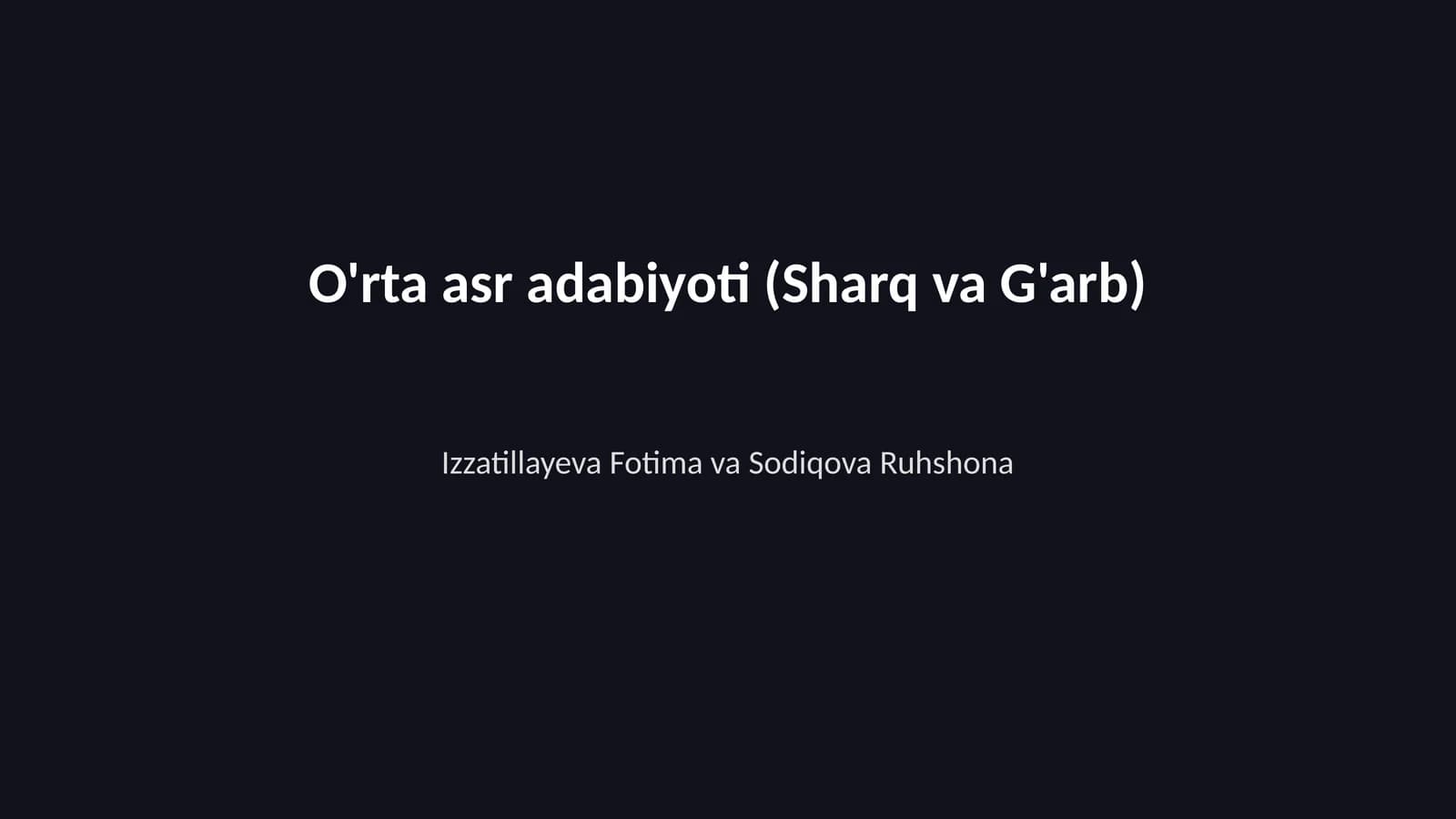 O'rta asr adabiyoti (Sharq va G'arb)