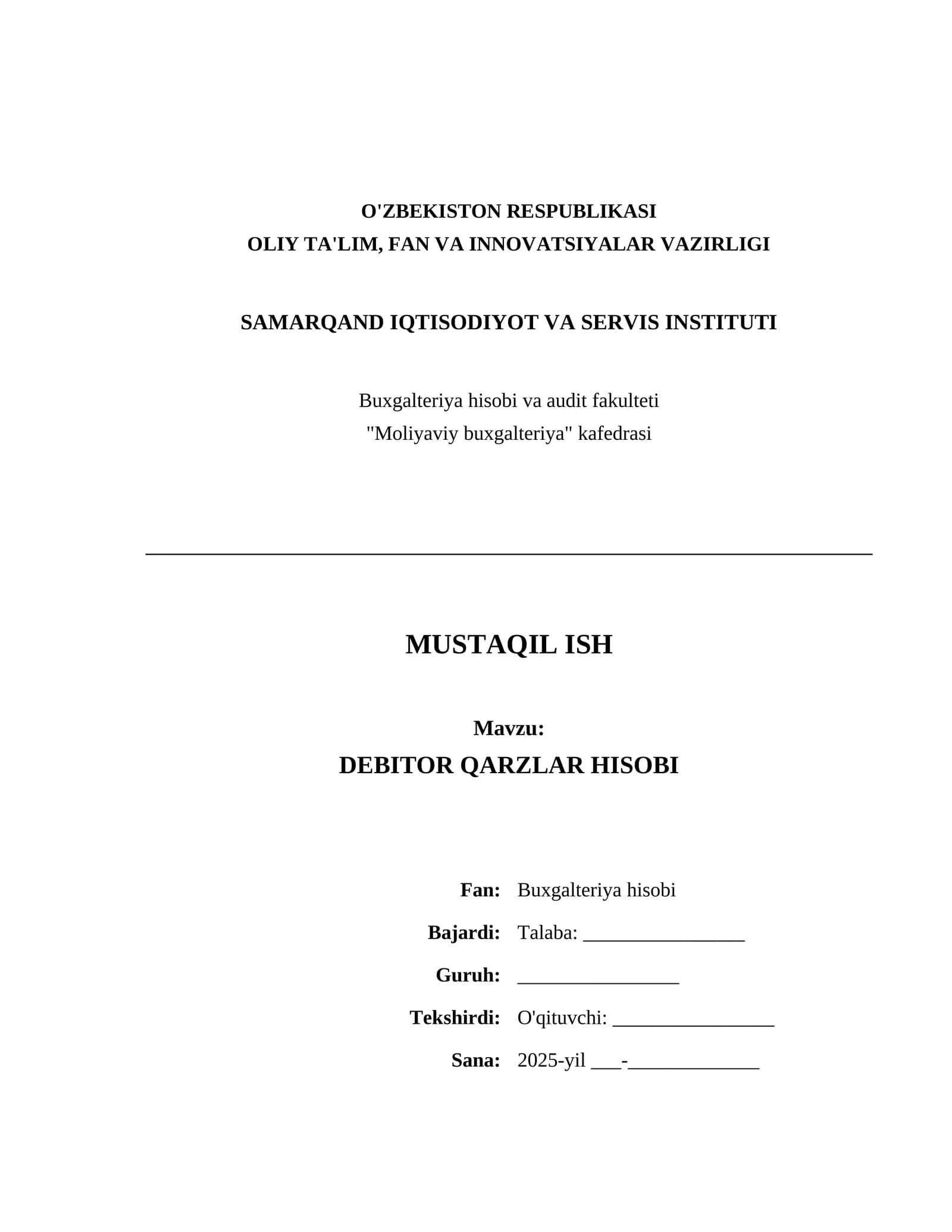 DEBITOR QARZLAR HISOBI