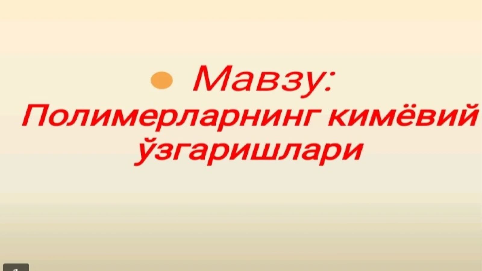 polimerlarning kimyoviy o'zgarishlari