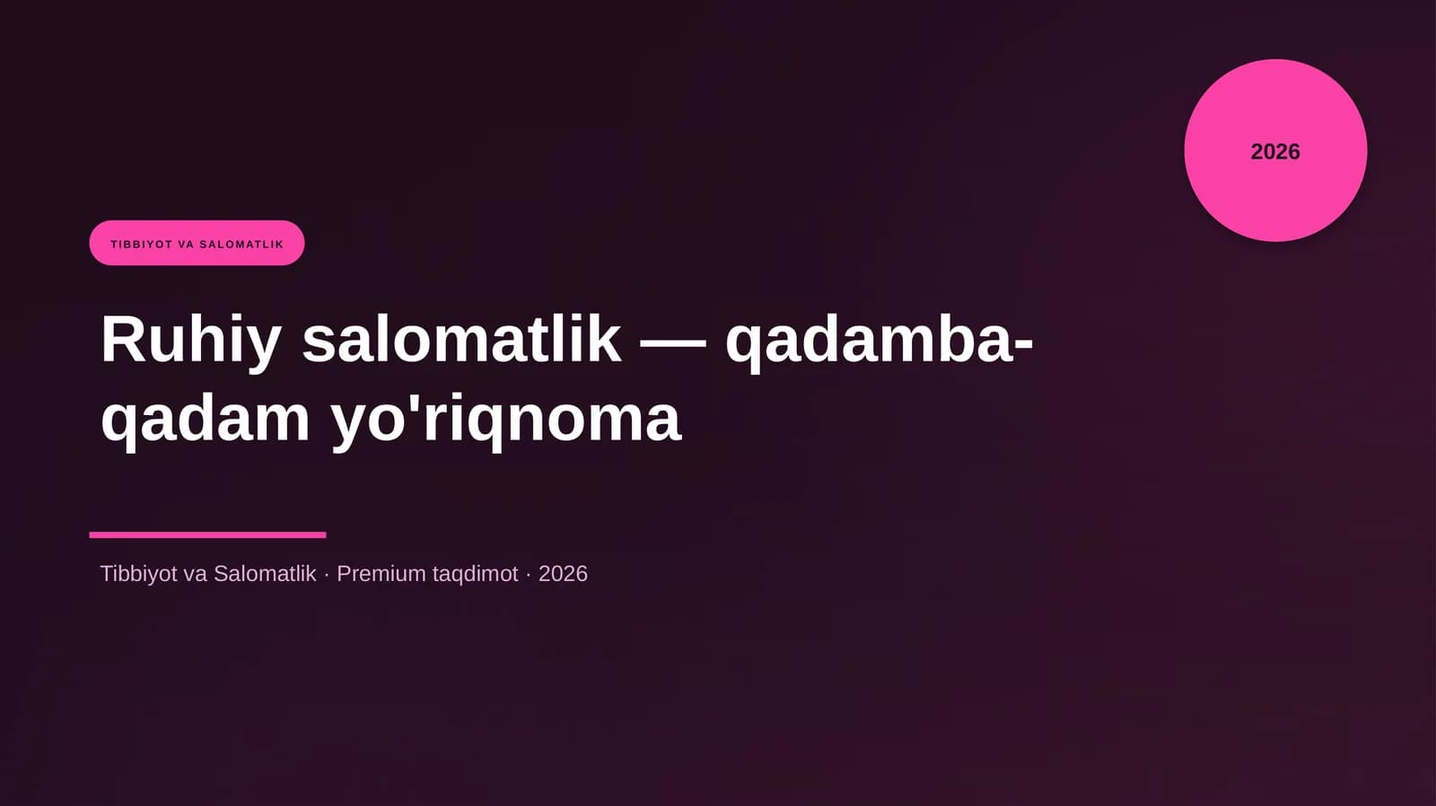 Ruhiy salomatlik — qadamba-qadam yo'riqnoma