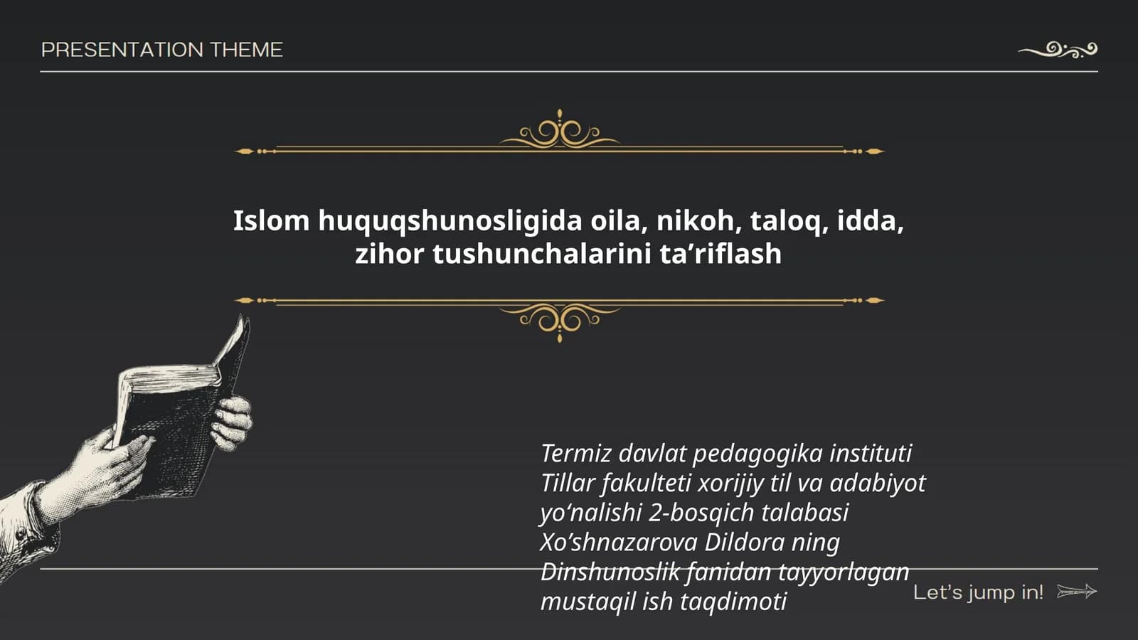 Dinshunoslik fanidan tayyorlagan mustaqil ish taqdimoti