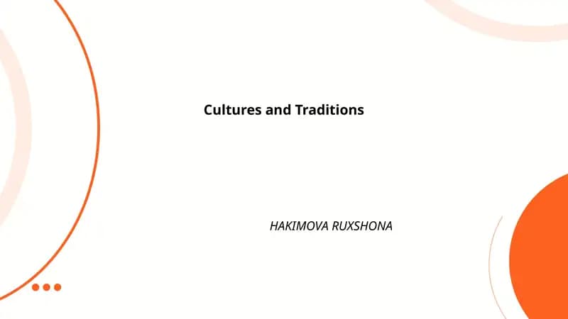Cultures and Traditions