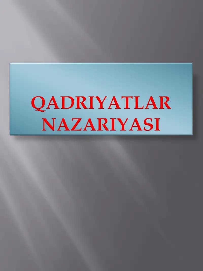Qadriyatlar va madaniyat