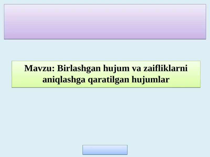 Mavzu: Birlashgan hujum va zaifliklarni aniqlashga qaratilgan hujumlar