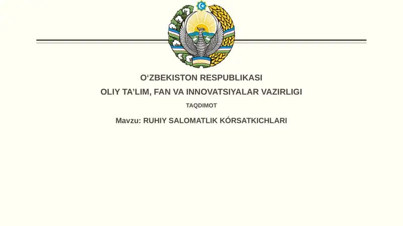 RUHIY SALOMATLIKKÓRSATKICHLARI