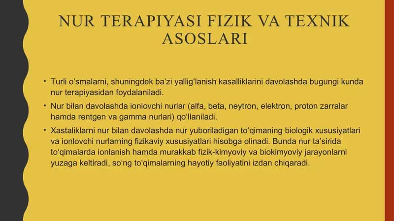 Nur terapiyasi fizik va texnik asoslari